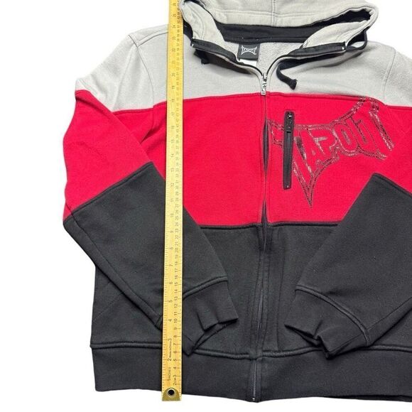 Vintage Tapout Full Zip Hoodie Mens M Red Black Y2K MMA - Picture 7 of 12